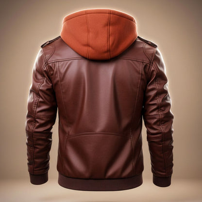 Julian | Sleek Hooded Leather Jacket
